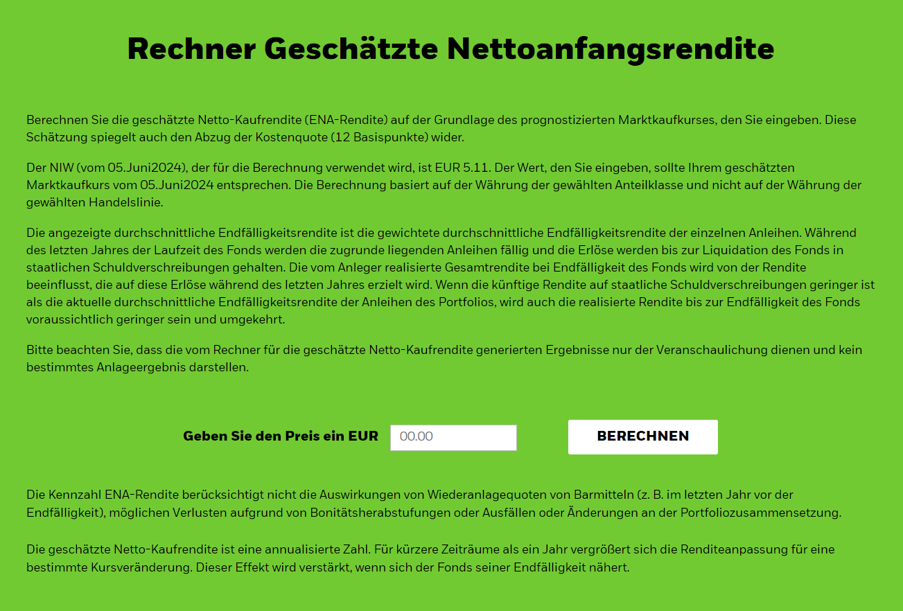 Bild des Ertragsrechners