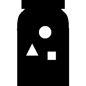 Icon of a jar with shapes inside.