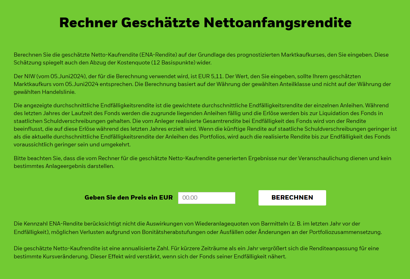 Ein Bild, das den Rechner für die geschätzte Nettoanfangsrendite zeigt.