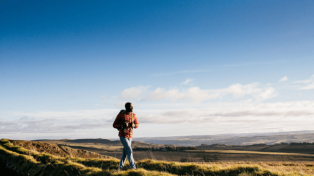 Man on a hike.