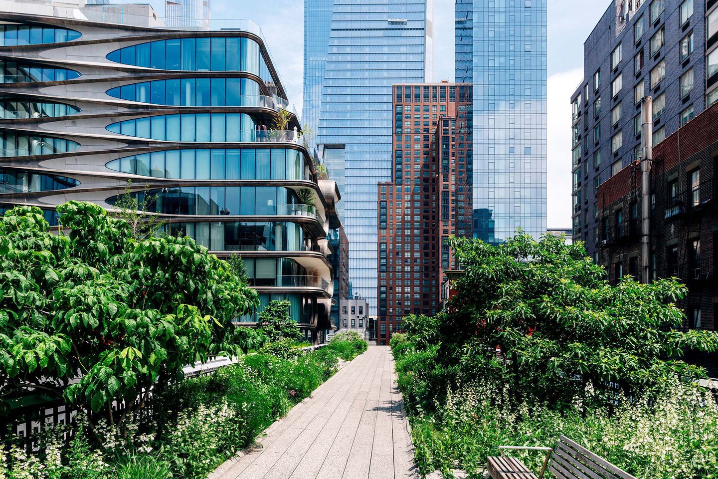 glass building with greenery